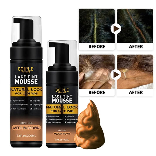 GOIPLE 200ML Lace Tint Mousse for Wig Grids Concealer Waterproof Melt Lace Dye Front Tint Spray Foam Quick Dry Wig Knots Healer