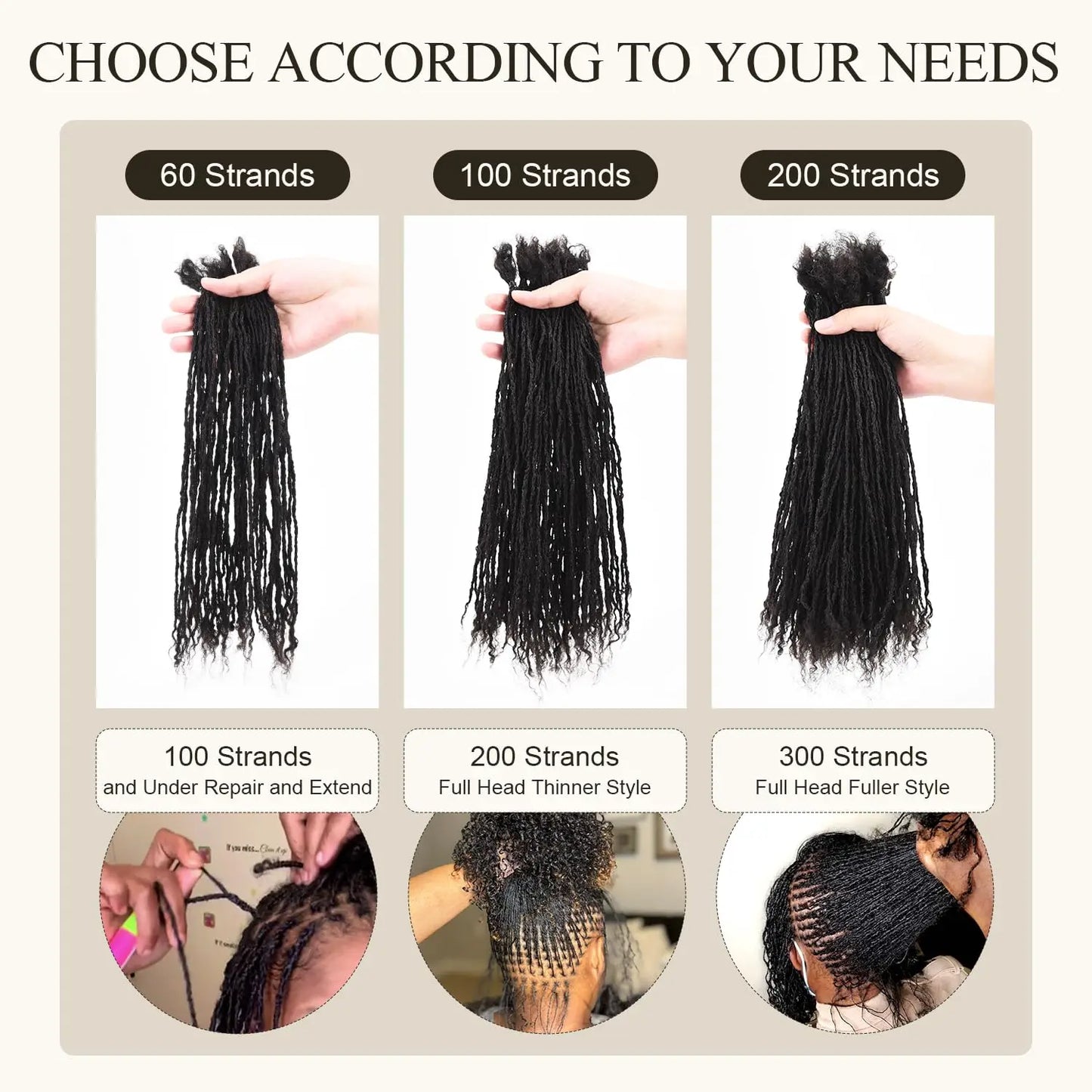 2mm Handmade Interlocking Sisterlocks 100% Real Human Hair Permanent Micro Locs Extensions Natural Looking Soft Dreadlock