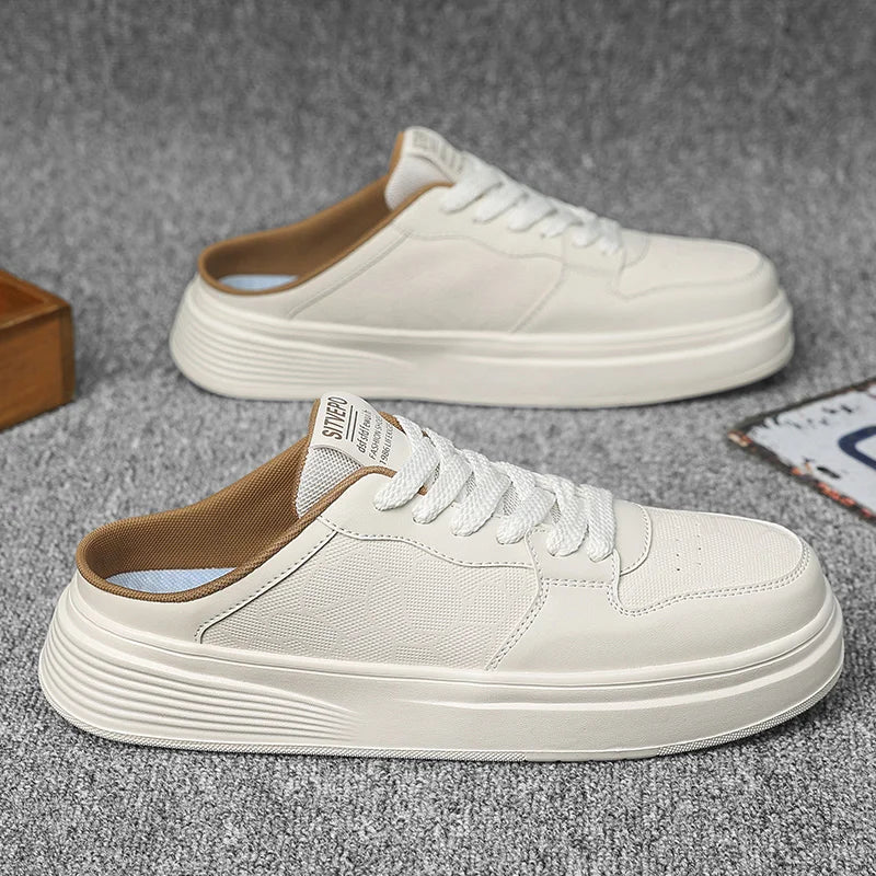 Men's Shoes Four Seasons Outdoor Half Dragging Lazy Casual Versatile One Step Shoes Men's Fashion Slippers Versatile Trendy Anti