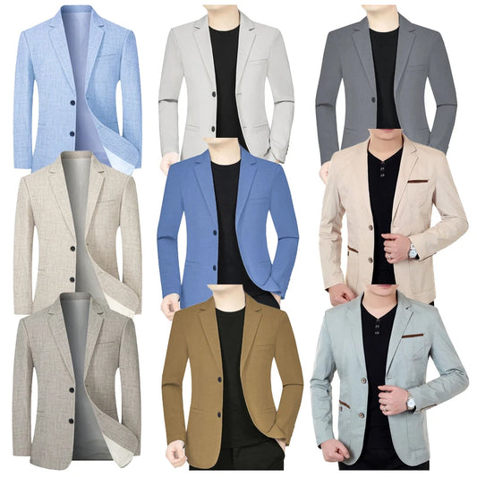 2025 Spring/Autumn New Coffee-colored Business Casual Blazer for Middle-aged Men, Multi-colored Thin Dad Men's Jacket,Asian Size