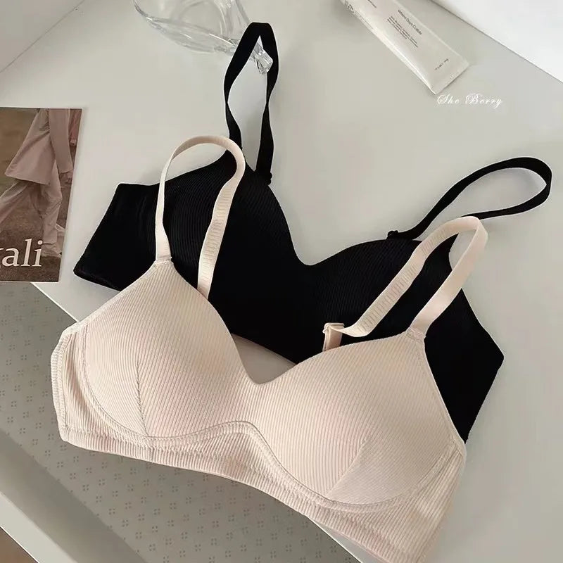 Students High School Girls Bra Underwear Women No Underwire Thin Style No Trace Cotton Bra