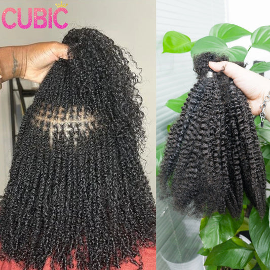 4C Kinky Twist Crochet Braiding Hair 100% Human Hair Bundles Curly Human Hair QVR Afro Kinky Bulk Hair for Dreadlocks Extensions