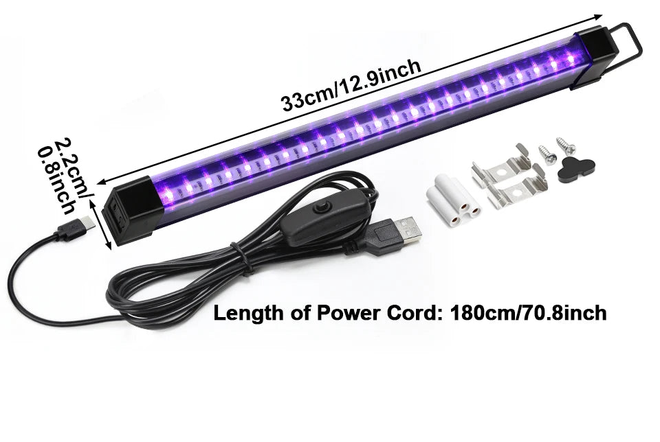 395-405nm Black Light LED UV Lamp Gel T8 Tube 5V USB Plug Ultraviolet Light LED Stage Blacklight UV LED Nail Lamp Parts Grow