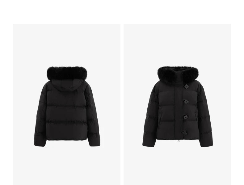 TOYOUTH Women Down Jacket 2024 Winter New 90% White Duck Down Fur Collar Hooded Warm Jacket Coat