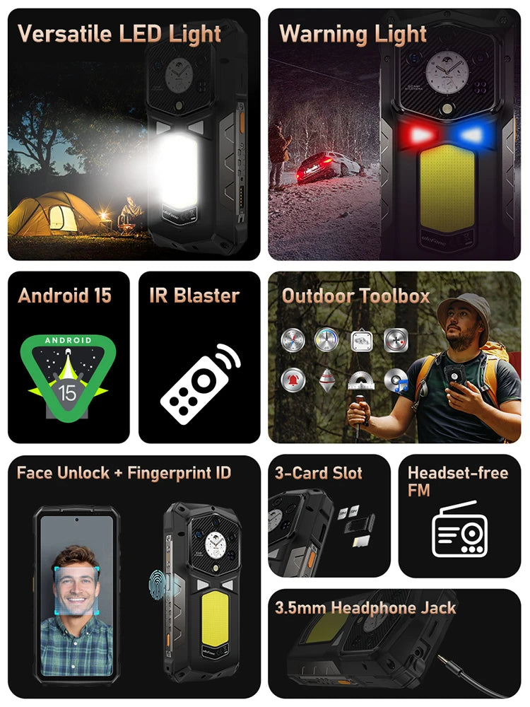 Ulefone Armor 29 Pro 5G AI Rugged Phone 21200mAh 120W 64MP Night Vision 6.67" 120Hz 512GB ROM Mobile MTK Dimensity 7400