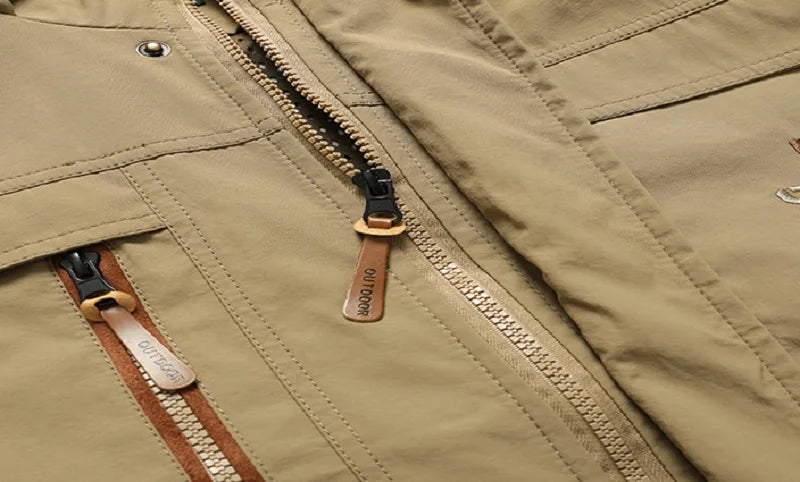 Spring Autumn New Men Windproof Casual Jacket Coat Detachable Hat Jacket Men Multi-Pocket Waterproof Military Jacket Male M-5XL