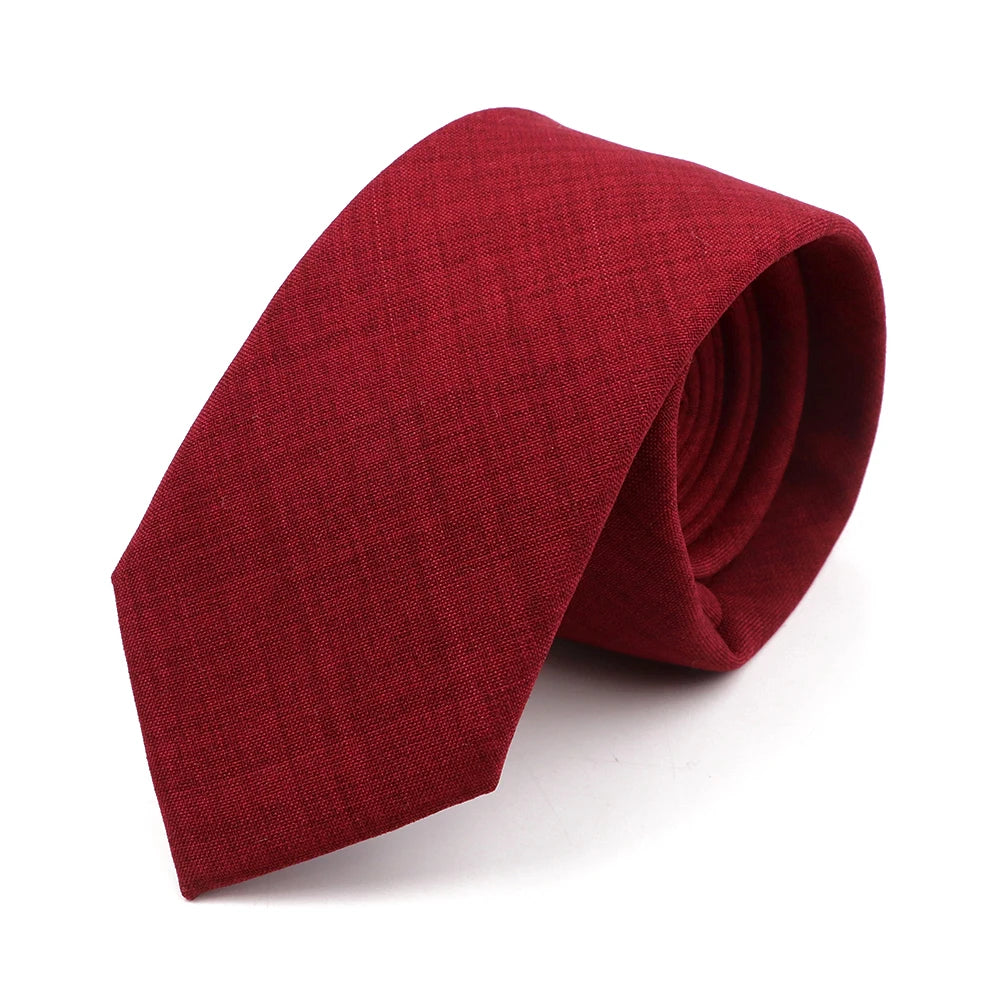 Novelty New Solid Color Ties For Men 100%Cotton Handmade High Quality Necktie Pink Green Orange 6.5cm Skinny Slim Ties Accessory