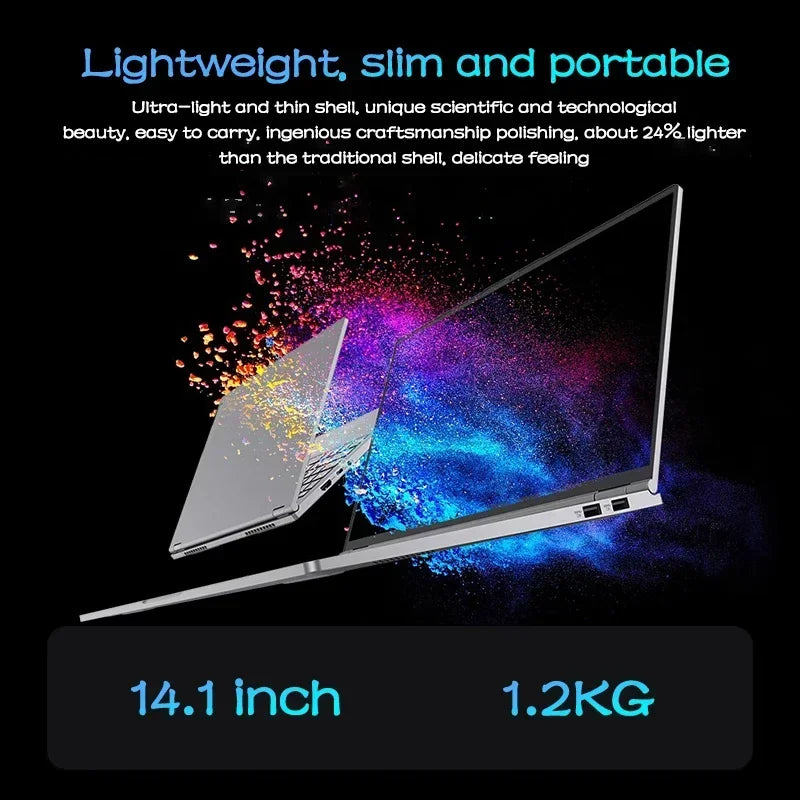 NEW 14.1 inch Laptop Intel N3700 16GB RAM+1024GB ROM Narrow Bezel Screen PC Windows 11 Office Entertainment Lightweight Laptop