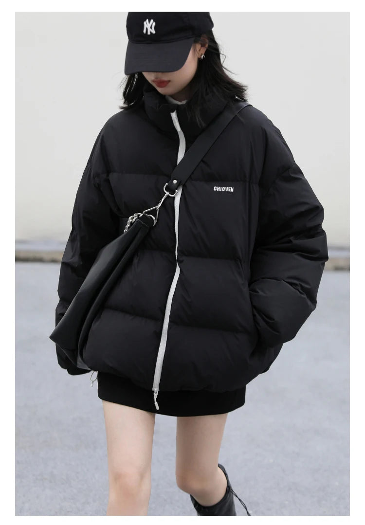 CHIC VEN Women Down Coats Streetwear Solid 90 White Duck Down Stand Collar Female Down Jacket Warm Ladies Overcoat Winter 2024