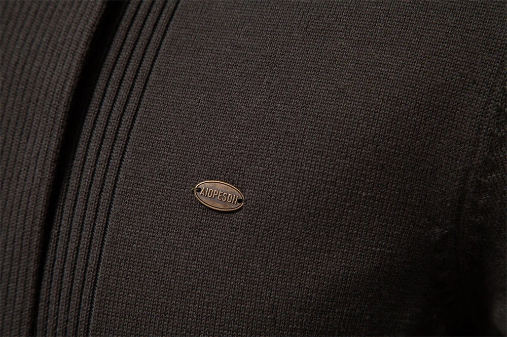 2023 New Winter Cotton Cardigan for Men Quality Mens Sweater Fashion Turn Down Collar Knitted Sweaters for Men