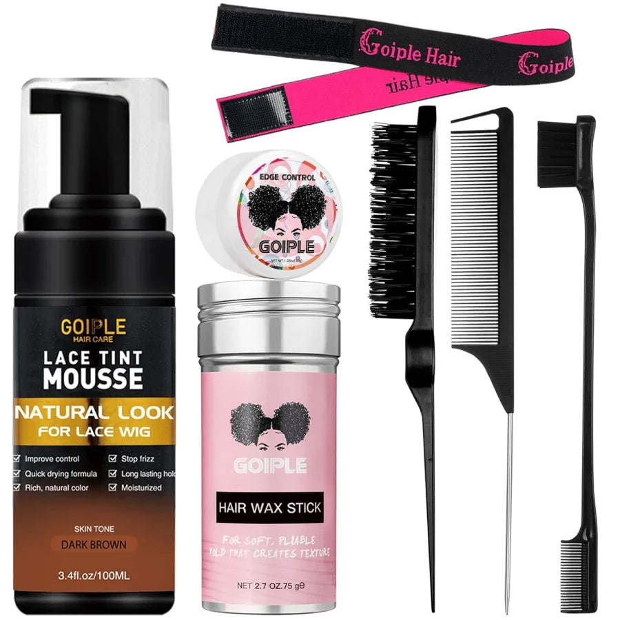 GOIPLE 200ML Lace Tint Mousse for Wig Grids Concealer Waterproof Melt Lace Dye Front Tint Spray Foam Quick Dry Wig Knots Healer