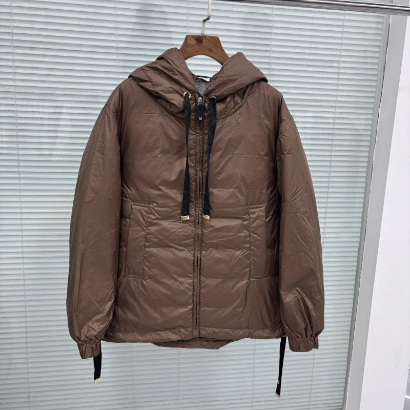 Schinteon Women's 90% White Duck down Jacket Casual Loose Oversize Autumn Winter Outwear with Hood Top Quality Coat 2025 New