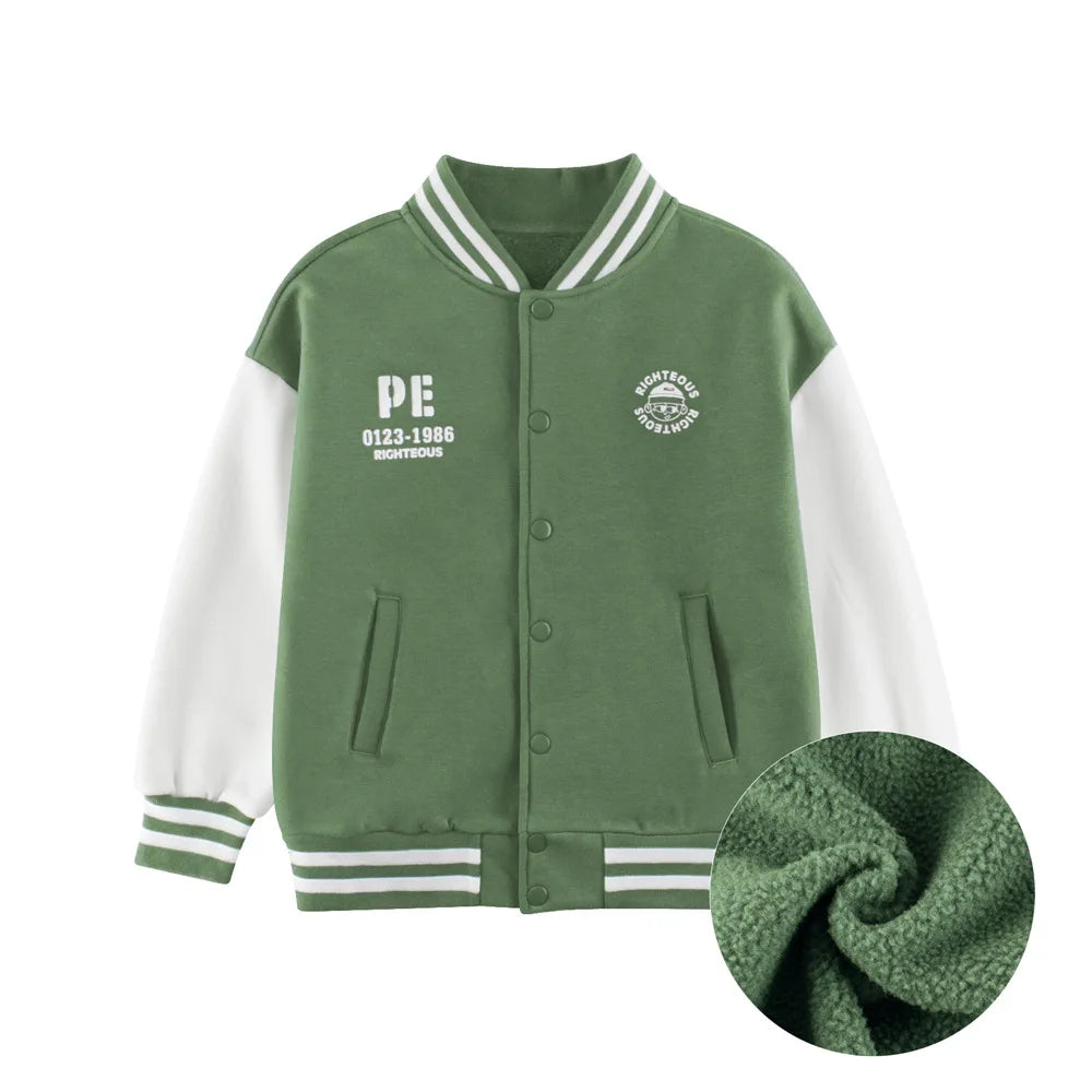 2024 Autumn Winter High Qualify Jacket for Boys Girls Fleece Cotton Zipper Casual Cartoon Baseball Capsule Coat Outerwear
