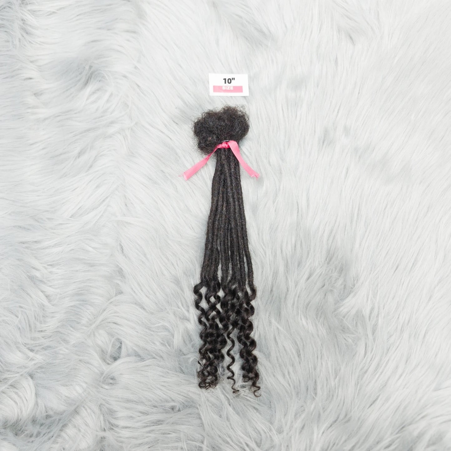 Natural Human Hair Dreadlock Extensions with Curly Ends 8-12 Inch Handmade Curled Tail Locks Extension for Women Men 10 Strands