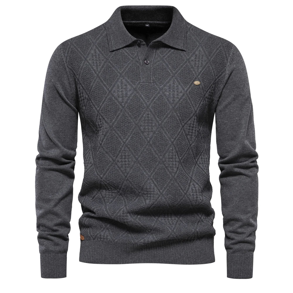 2023 New Autumn Cotton Polo Neck Sweaters for Men High Quality Pullover Knitted Sweater Men England Style Casual Social Pull Men