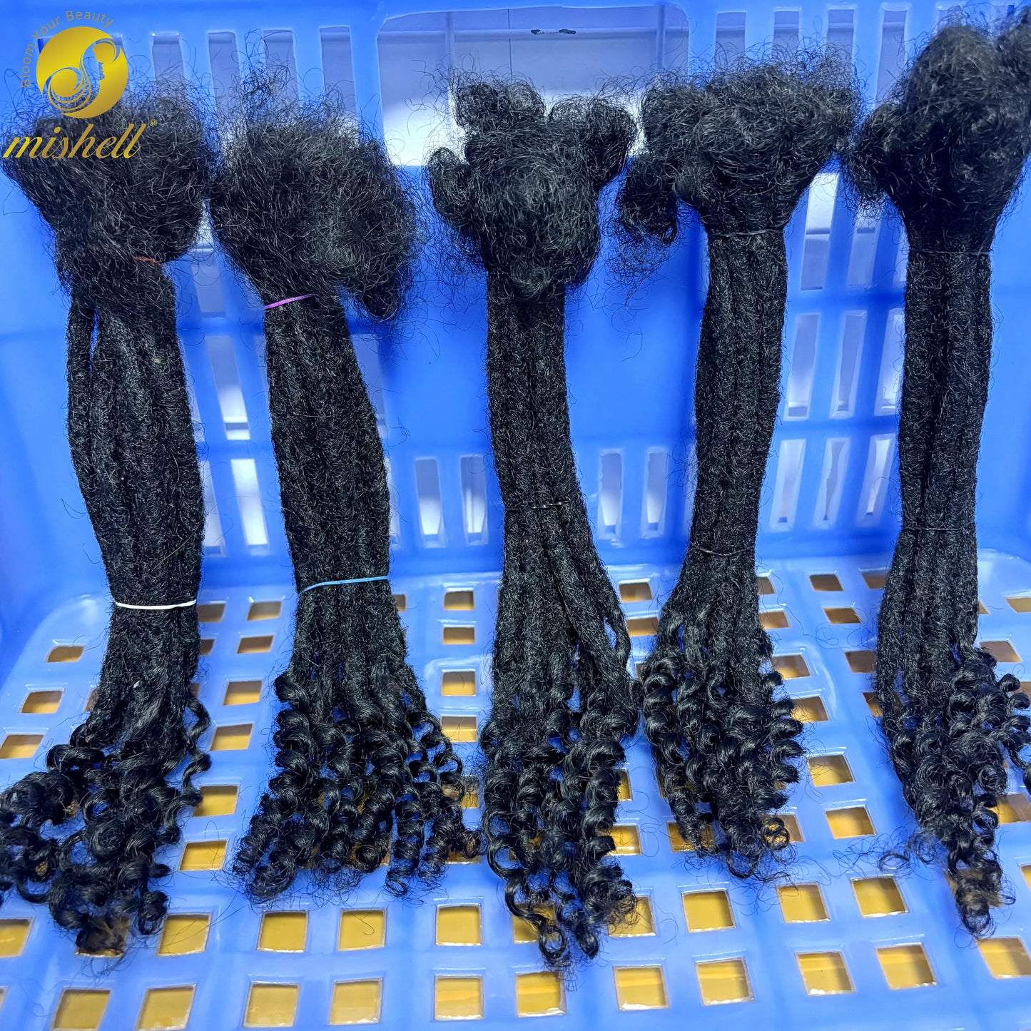 Loc Extension Human Hair 8-14inch 100% Human Hair Handmade Inter Loc Dreadlock Extension with Curly Ends for Men Women Kids