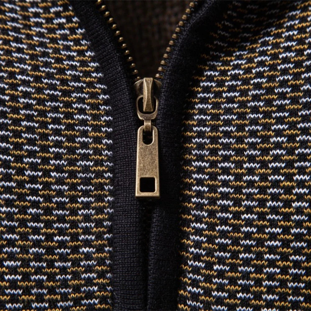 AIOPESON Classic Striped Knitwear Men Cotton Blend Sweater Mock Neck Warm Thickened Old Money Luxury Winter Sweaters for Men