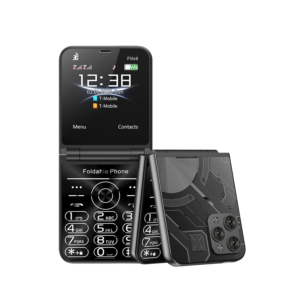Low Price Sale SERVO Flilo9 3G Flip Mobile Phone 2 SIM Card Speed Dial Blacklist Call Record FM Radio 2.6inch Fold Cellphone MP4