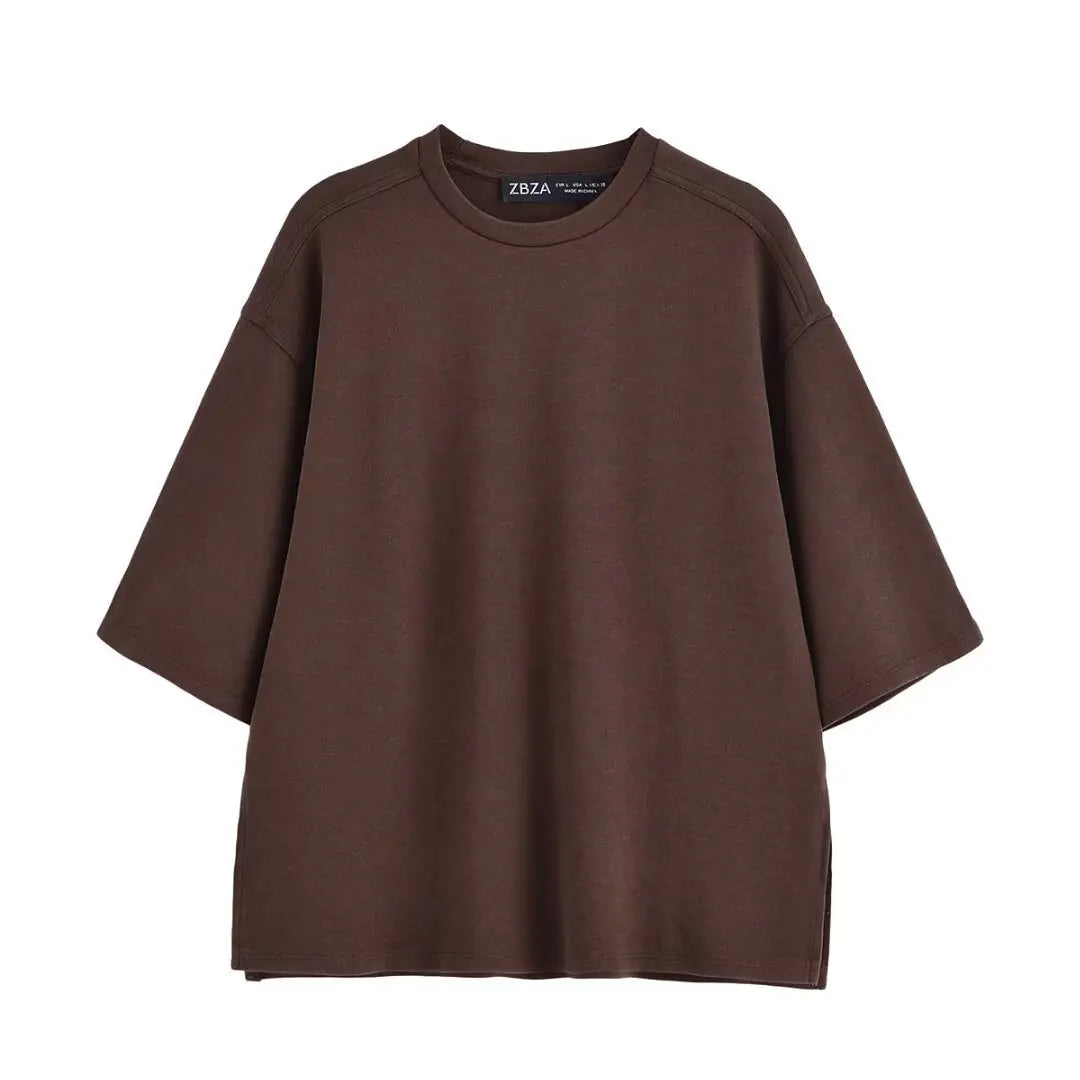 Women Set Sweet O-neck Short Sleeve T-shirt Wide Leg Elastic Waist Trousers 2025 Summer Lady Outfit Casual Solid Top Pants