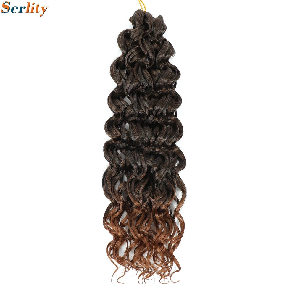 GoGo Curl Crochet Hair 14inch Curly Ocean Wave Synthetic Braiding Hair Jet Black Beach Curl Water Wave Deep Twist Crochet Braids
