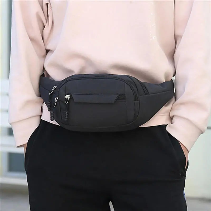 Waist Packs Waterproof Outdoor Sports Bag Unisex Canvas Pouch Fanny Pouch Solid Color Women Men Zipper Crossbody Male Bag