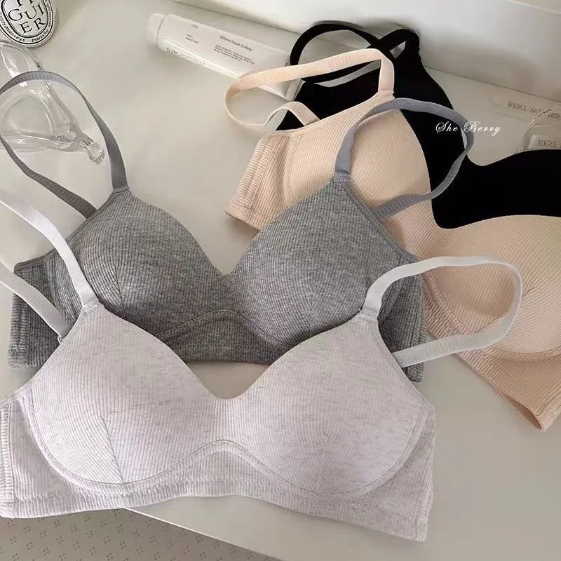 Students High School Girls Bra Underwear Women No Underwire Thin Style No Trace Cotton Bra
