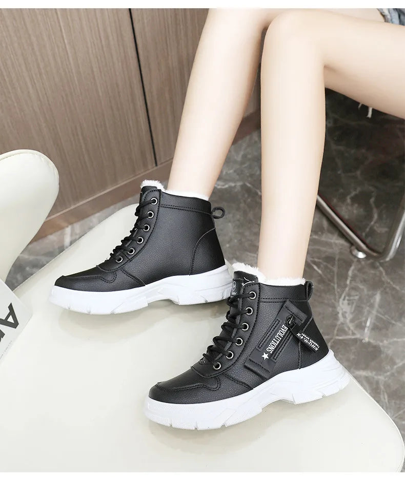zapatos de mujer Designer Sneakers for Women Casual High Top Shoes Womens Winter Plush Lined Warm Thick Lace-up Sports Shoes