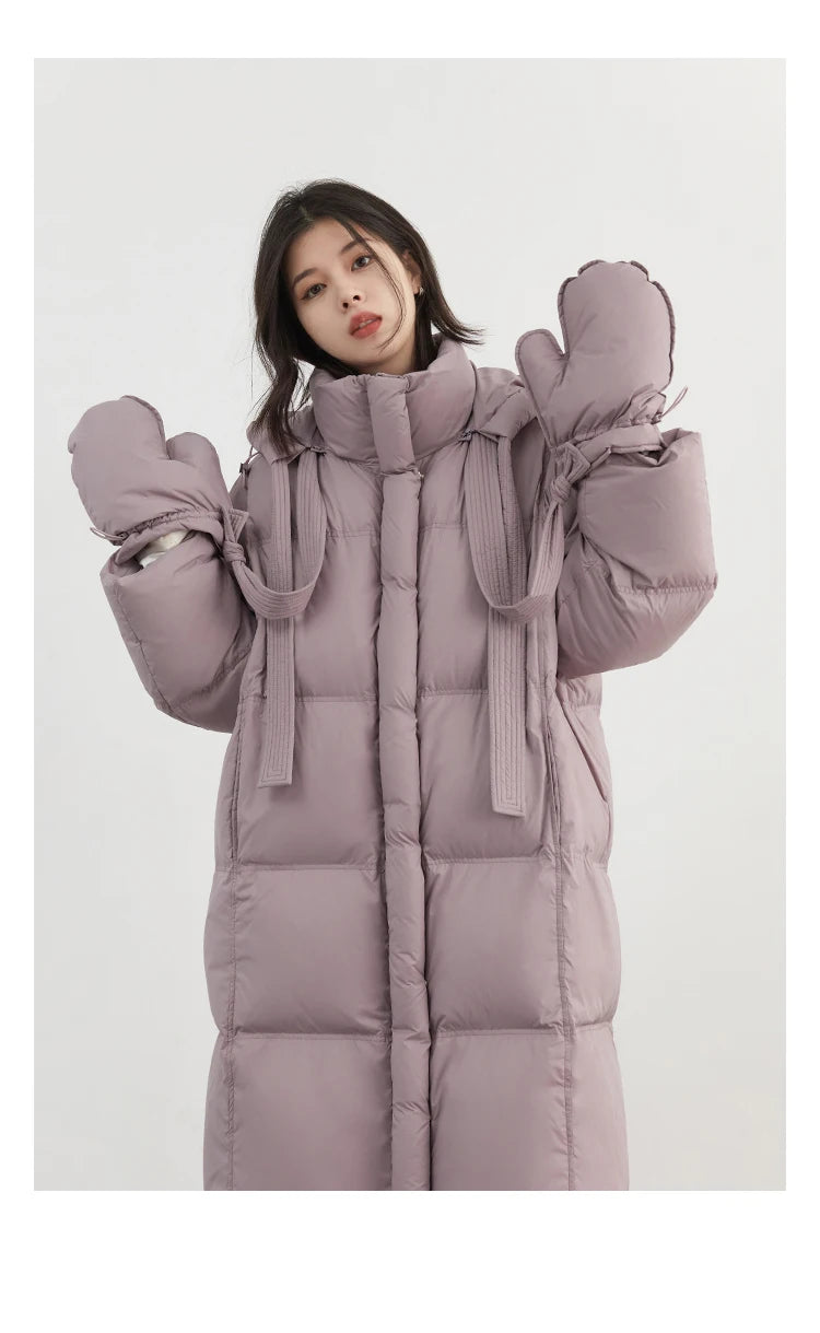 CHIC VEN New Women Down Coats Solid Loose Casual Hooded Down Jacket Female Soft 90 White Duck Down Coat Thick Autumn Winter 2024