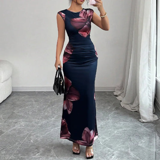 Sexy Bodycon Maxi Dresses For Women 2025 Summer Fashion Sleeveless O-neck Slim Long Party Dress Elegant Vestidos