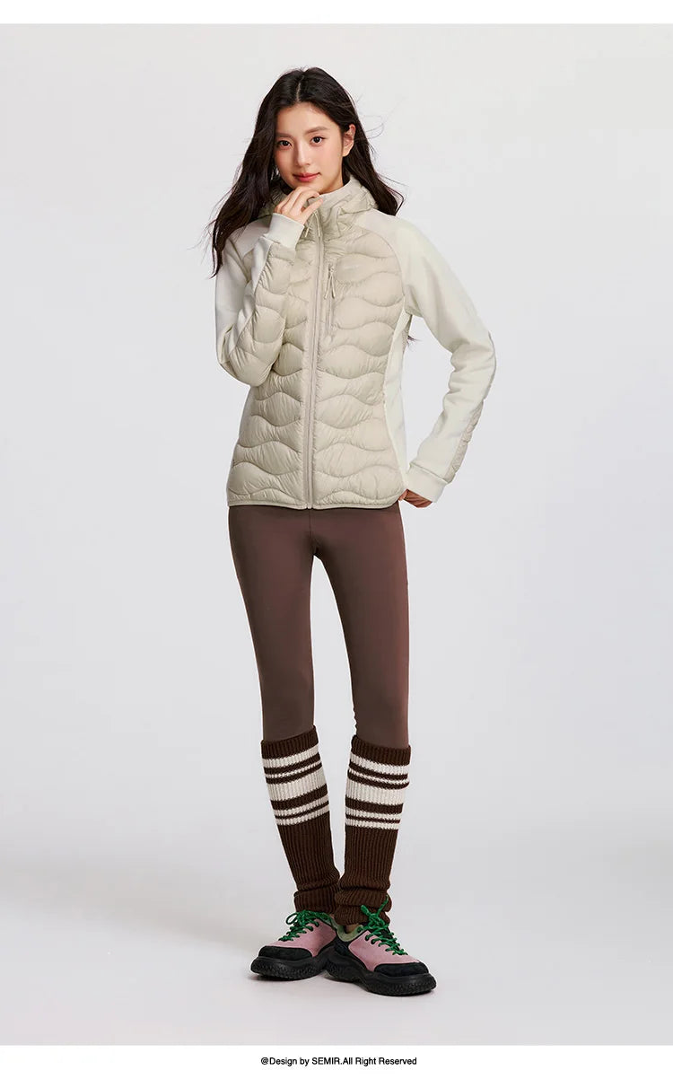 Semir Down Coats Women Slim Fit Patchwork Waterproof Fleece Raglan Sleeve 2025 Winter Clothes Woman New in Coats & Jackets