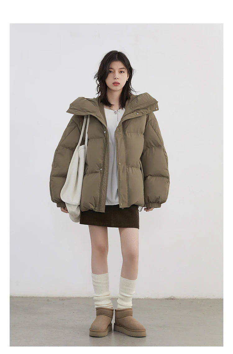 CHIC VEN Women Down Coats New Loose Hooded 90 White Duck Down Down Jacket Female Warm Bread Jacket Autumn Winter 2024