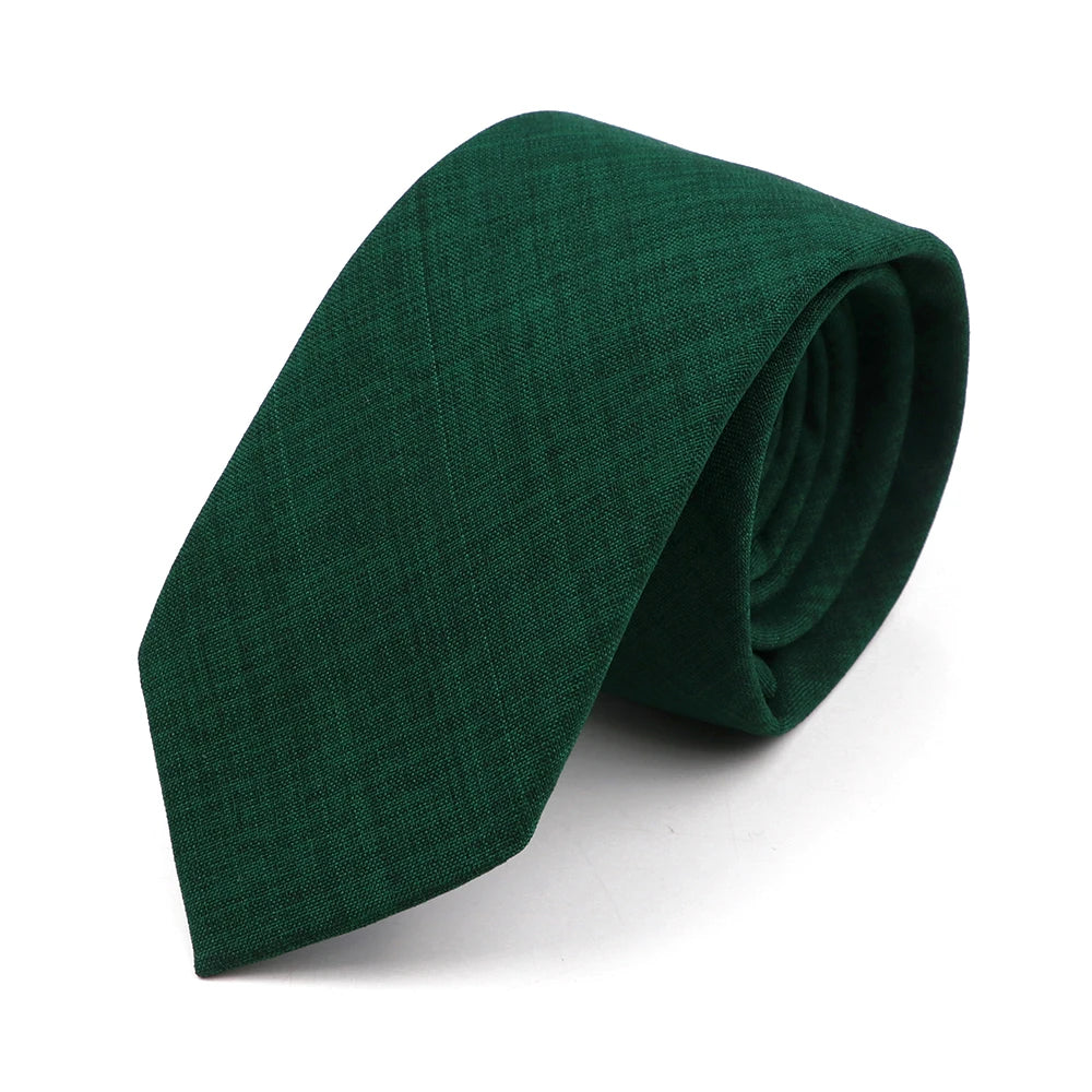 Novelty New Solid Color Ties For Men 100%Cotton Handmade High Quality Necktie Pink Green Orange 6.5cm Skinny Slim Ties Accessory