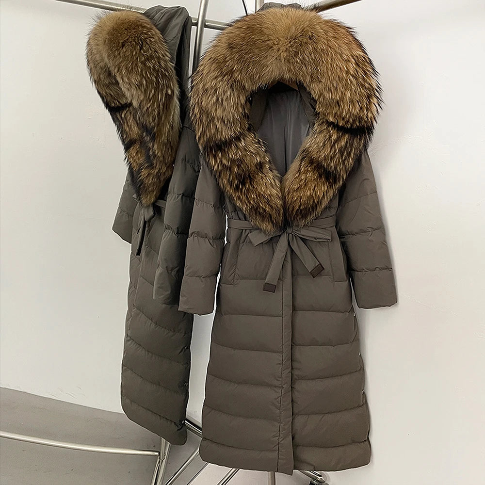 OFTBUY Long Puffer Jacket Women New 2025 Winter Warm White Duck Down Jacket Women's Real Fox Fur Coat Female Natural Fur Parkas