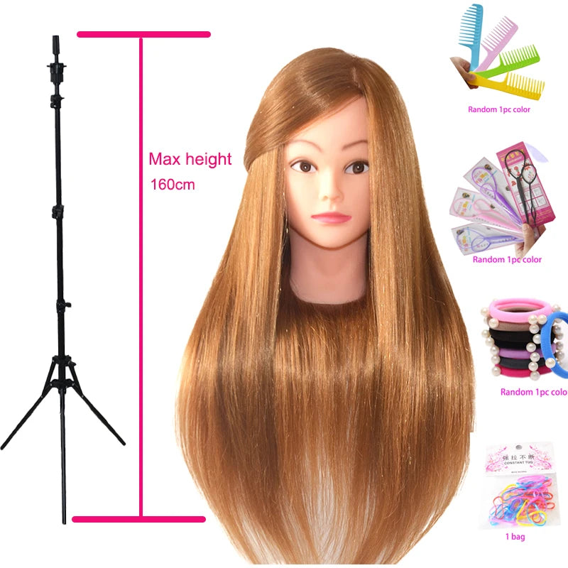 85%Real Hair Doll Head For Hairstyle Hairdressing Professional Mannequin Head Styling To Practice Hot Curl Iron Straighten