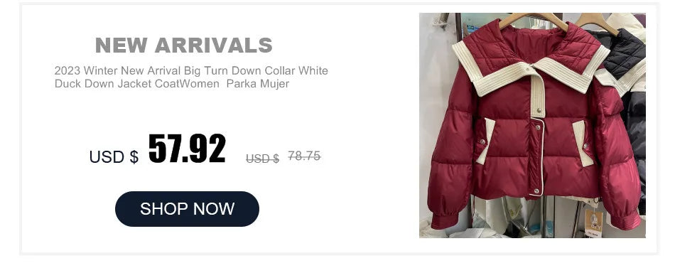 Fashion Hooded Parka Women's Winter Clothes 2023 New Short Bread Jacket CWhite Duck Down Coat Woman Large Size Overcoat