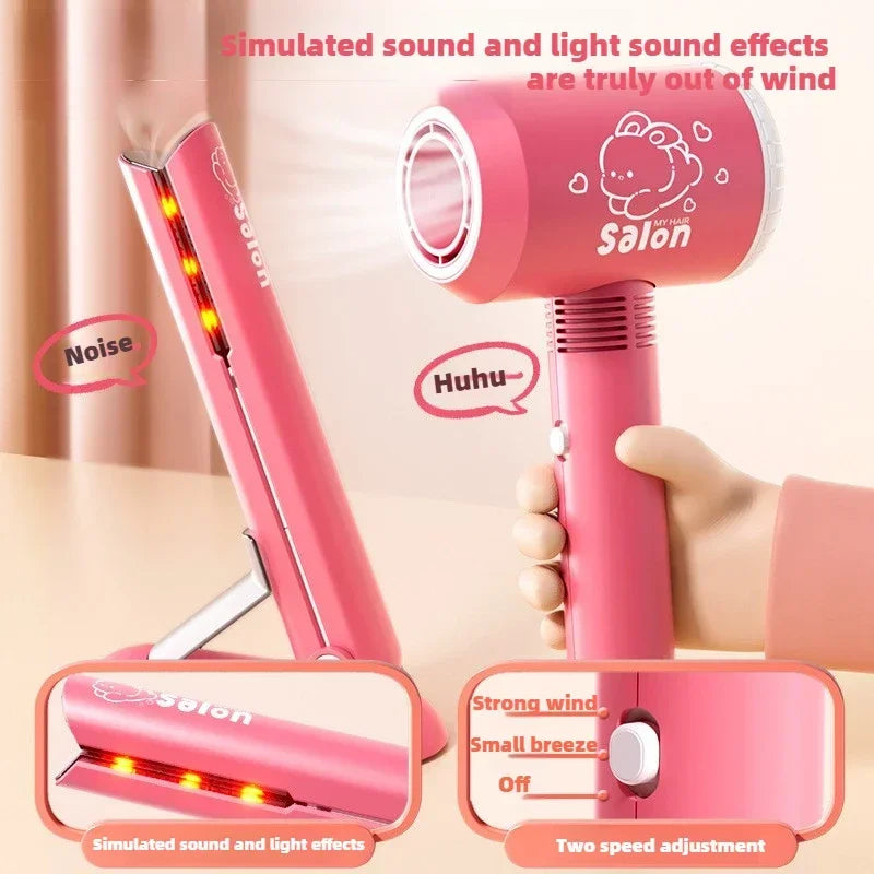 Make up Toys Simulation Haircut Kit Children's Hair Dryer Role Playing Game Educational Toys for Girls Pretend Play Kids Gifts
