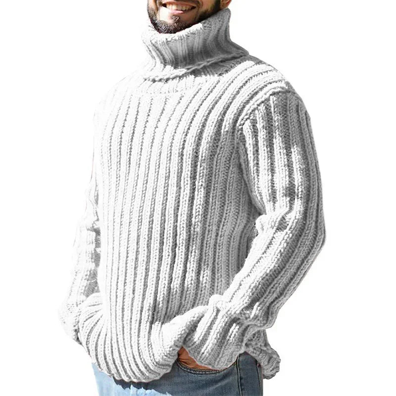 Pullovers Men Sweaters Turtleneck Knitted Tops Full Sleeve Knit Solid Sweater Top Splice Casual Loose Regular Autumn Winter