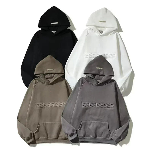 Classic Brand Double Line Embossed Letter Men's Hoodies Luxury Design Three-dimensional Letter Hoodie High Street Couple Sweater