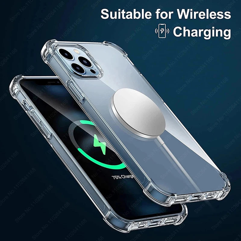 Luxury Shockproof Clear Phone Case For iPhone 16 15 13 12 11 14 Pro Max Mini XR XS 8 Plus Silicone Bumper Transparent Back Cover