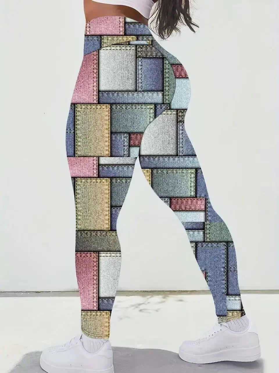 Women's Plus Size 1XL-5XL Casual Tights Sports Pants Casual Colored Slim Fit High Waist Pants Imitation Denim Tight Leggings