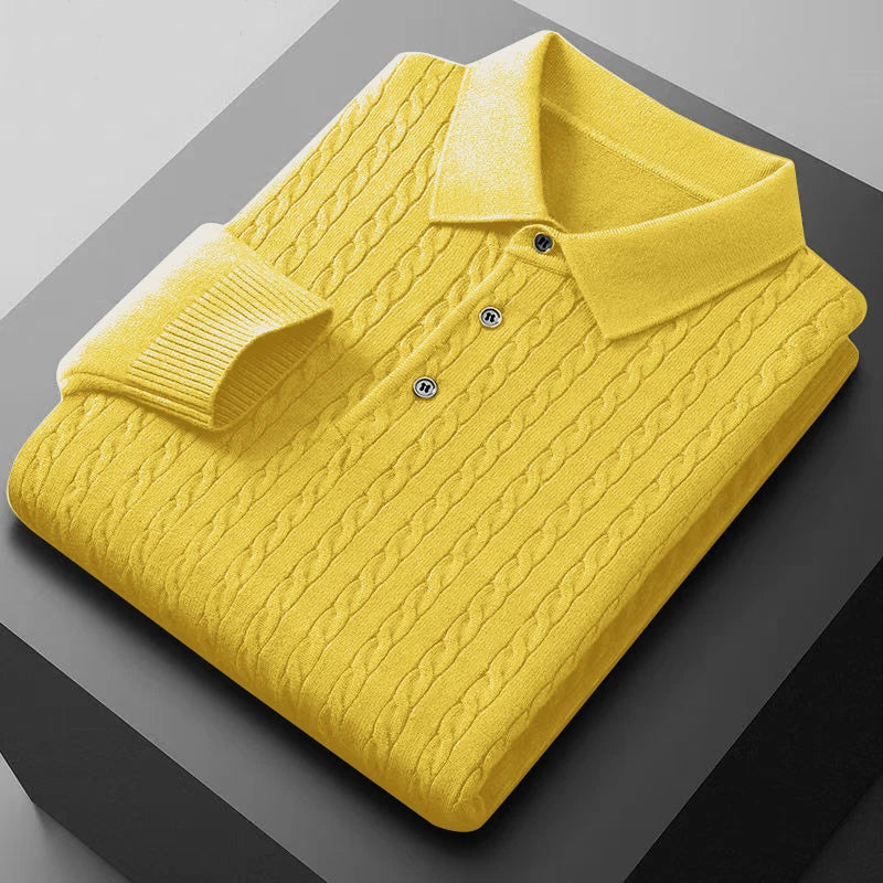 Men's Autumn Knitted Pullover Sweaters Woolen Button Cable Sweater Slim V-neck Long Sleeve Winter Outerwear Warm Heavyweight Top