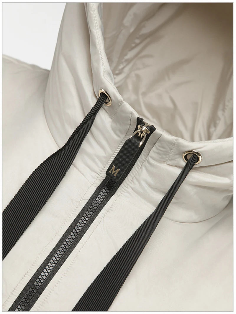 Schinteon Women Camel Down Cape Vest with Hood Loose Sleeveless Gilet Solid Fashionable Autumn Winter Jacket 2025 New