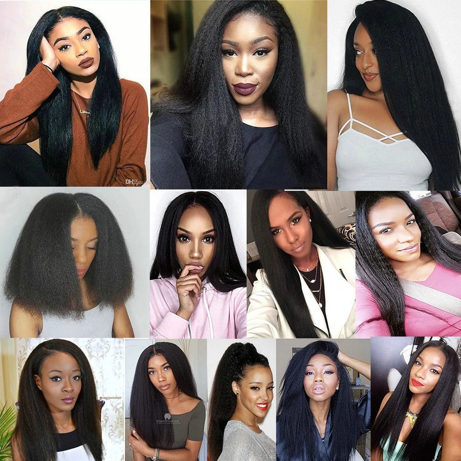 30 Inch Indian Raw Virgin Unprocessed 100% Virgin Human Hair Kinky Straight 1/2/3/4 PCS Bundles Yaki Straight For Black Women