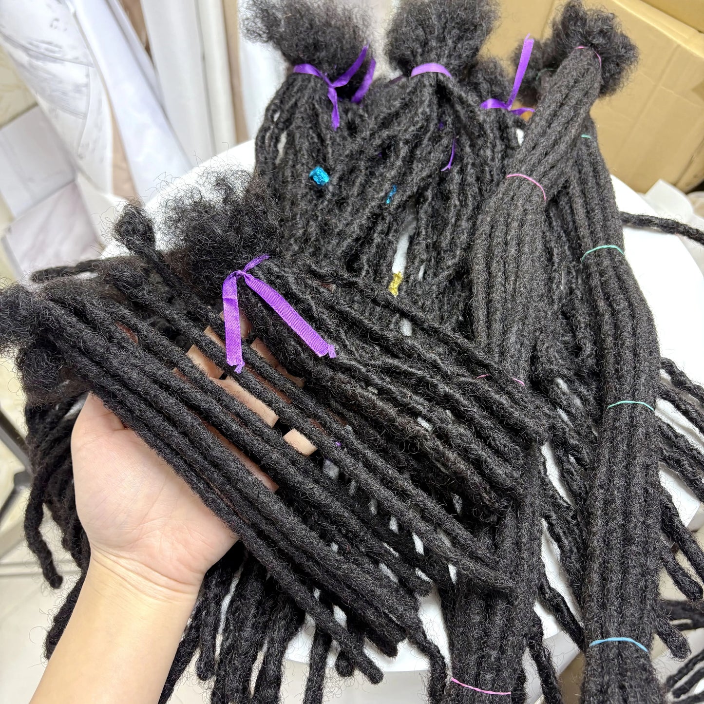 Loc Extension Human Hair 8-14inch 100% Human Hair Handmade Inter Loc Dreadlock Extension with Curly Ends for Men Women Kids