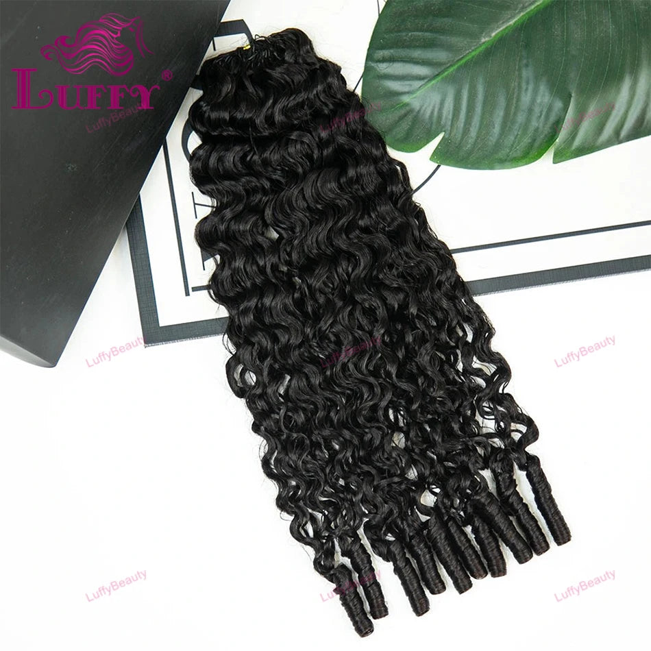 Curly Crochet Human Hair Knotless Pre-Separated Crochet Hair Water Curly With String Pre-Looped Feather Hair Extensions