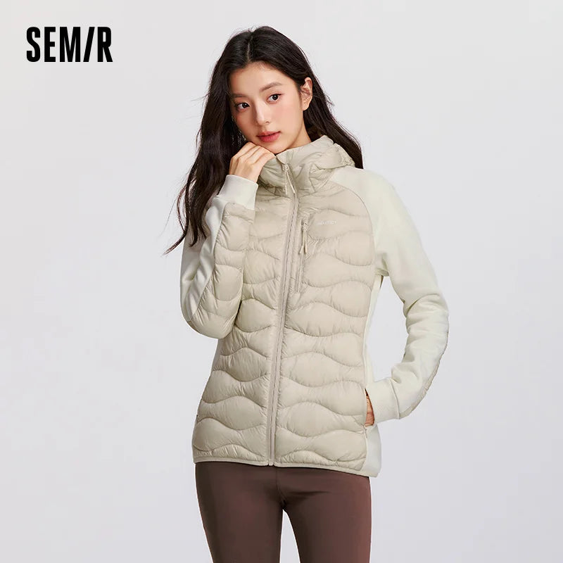 Semir Down Coats Women Slim Fit Patchwork Waterproof Fleece Raglan Sleeve 2025 Winter Clothes Woman New in Coats & Jackets