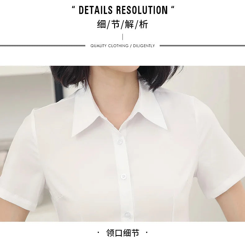 2024 White shirt women's long-sleeved professional work clothes slim stretch no-iron top