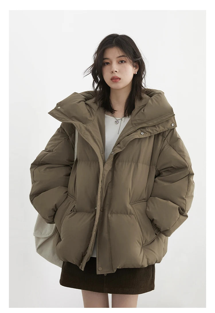 CHIC VEN Women Down Coats New Loose Hooded 90 White Duck Down Down Jacket Female Warm Bread Jacket Autumn Winter 2024