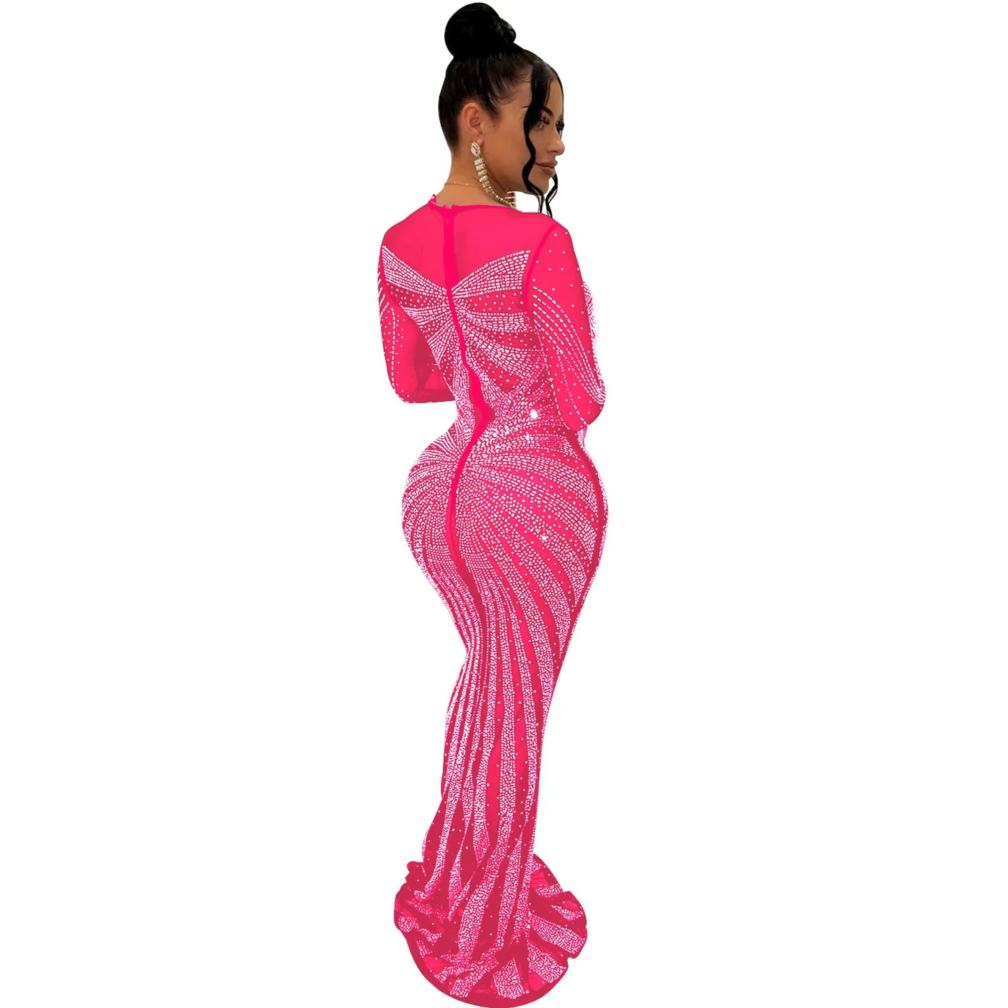 2023 African Maxi Dresses for Women African Fashion Sexy Dress Evening Women Party Club Mesh Bodycon Elegant Dresses