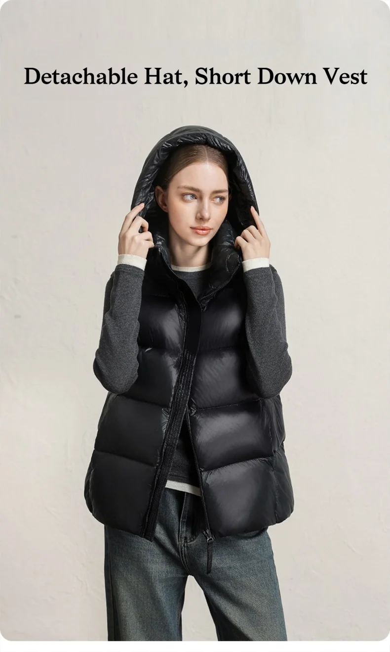 CLARKE QUEEN 2025 Duck Down Vest Jacket for Women Light Weight Padding Winter Outerwear Puffer Casual Warm Thickened Short Coat